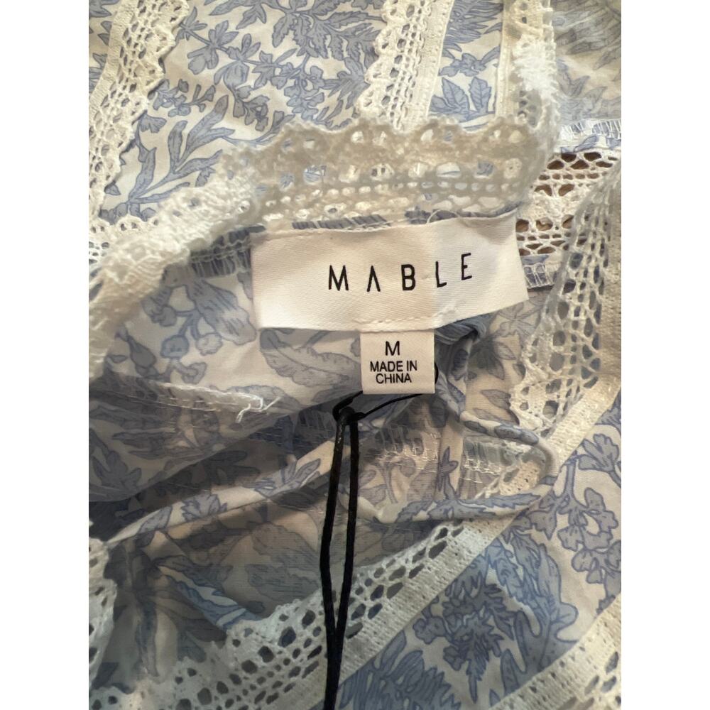 MABLE Crochet Lace Crop Tank Lightweight Blue Tropical Size Medium - Picture 4 of 5